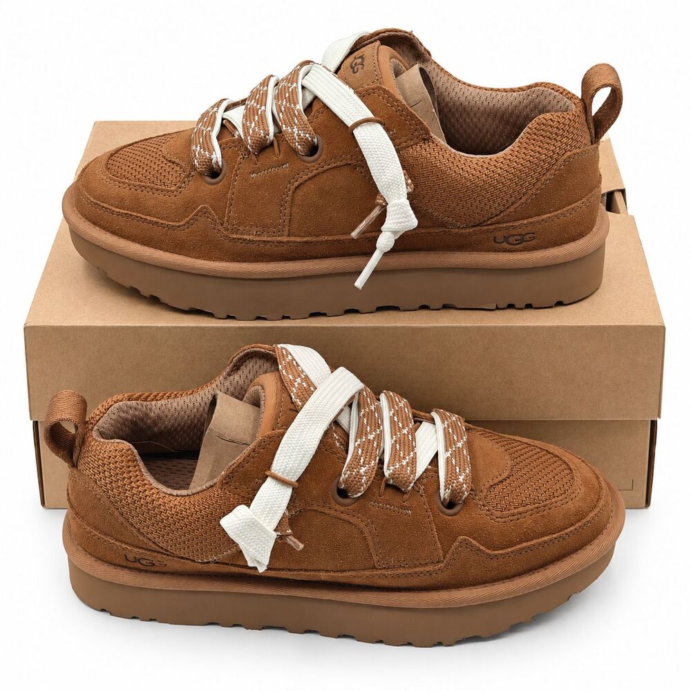 UGG Lo Lowmel Womens 8 Chestnut Suede Mesh Lace Up Low Top Sneakers 1168890